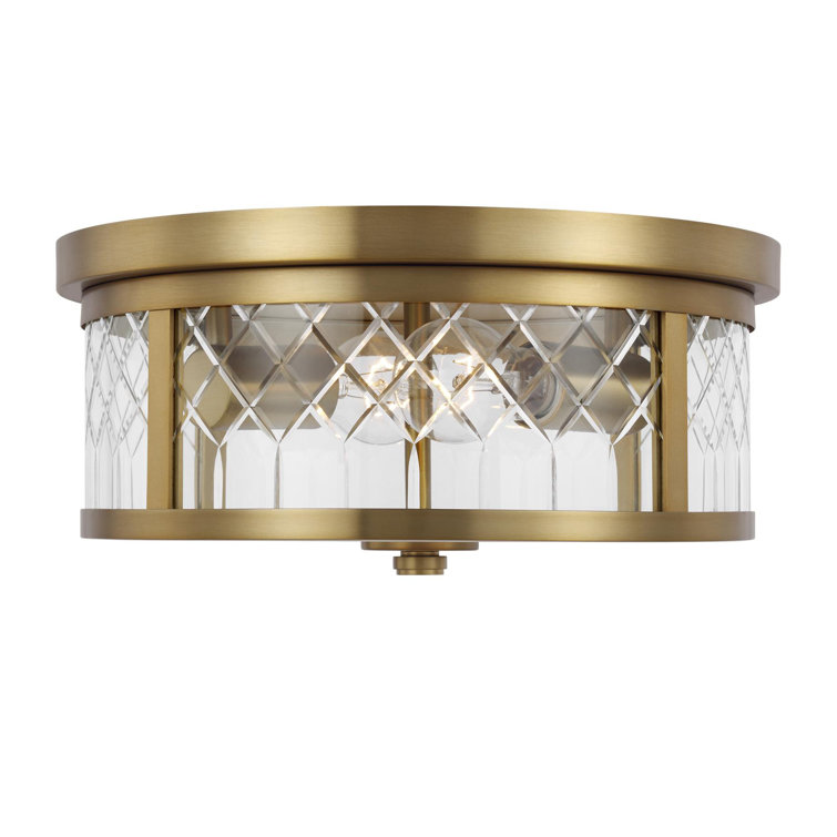 Alec 13'' Burnished Brass and Glass Flush Mount Light