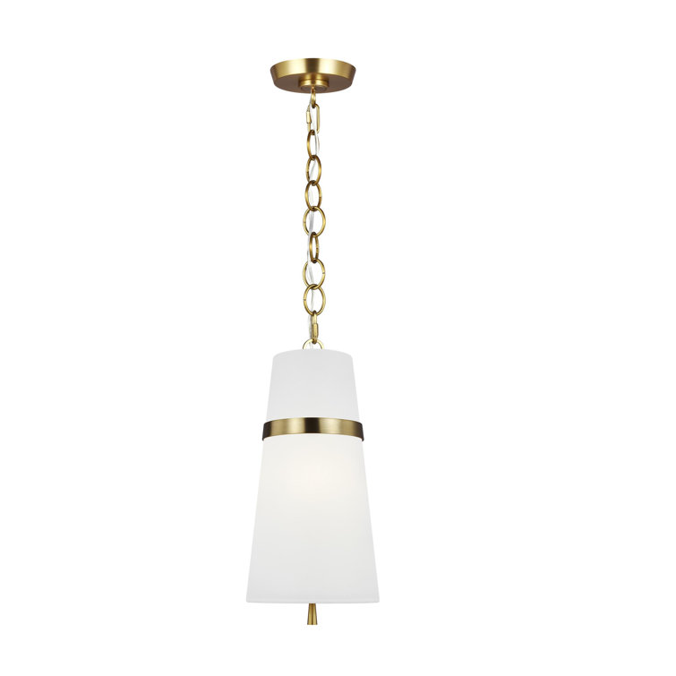Cordtlandt 18" Burnished Brass Cone Pendant with Etched Glass