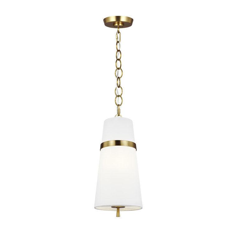 Cordtlandt 18" Burnished Brass Cone Pendant with Etched Glass