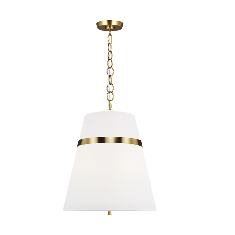 Cordtlandt 18" Burnished Brass Cone Pendant with Etched Glass