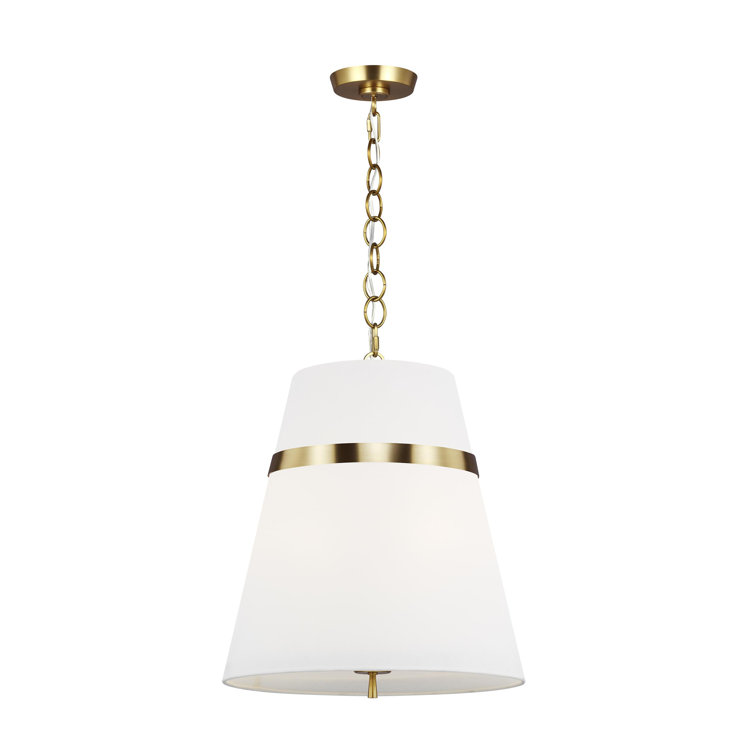 Cordtlandt 18" Burnished Brass Cone Pendant with Etched Glass