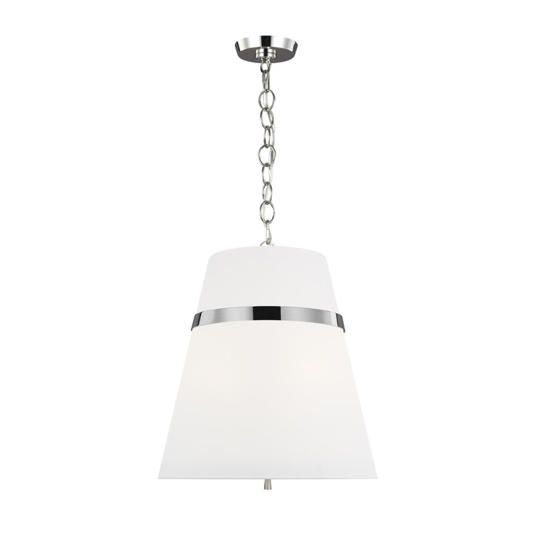 Polished Nickel 3-Light Glass Cone Pendant