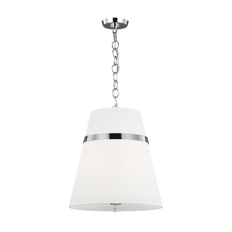 Polished Nickel 3-Light Glass Cone Pendant