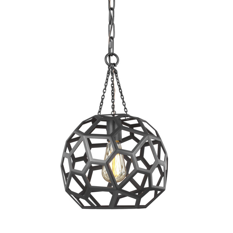 Midnight Black Geometric Globe Pendant Light