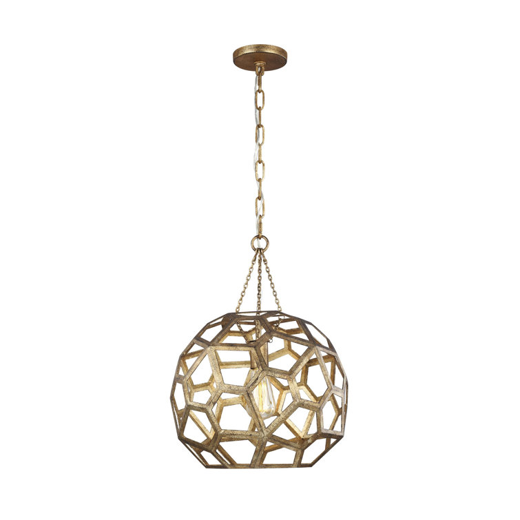 Antique Gild 20" Globe Pendant Light with Brass Chain