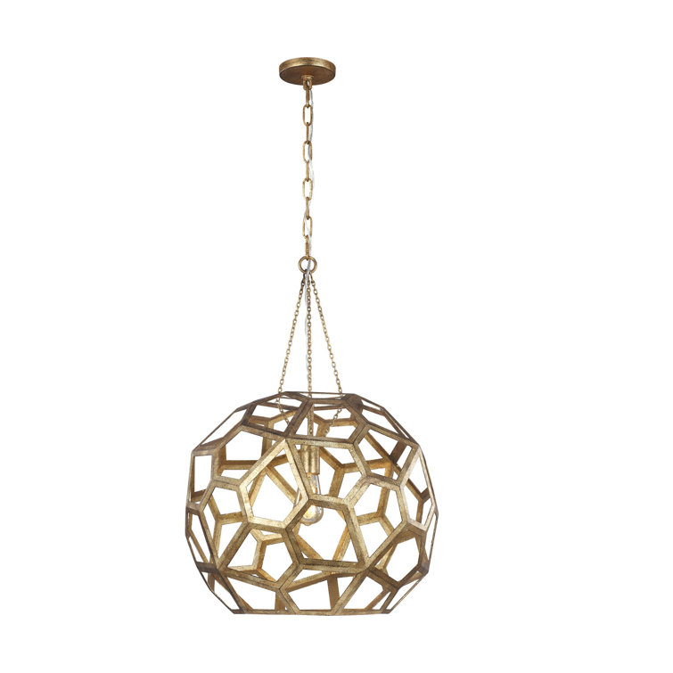 Antique Gild Large Globe Pendant Light with Chain