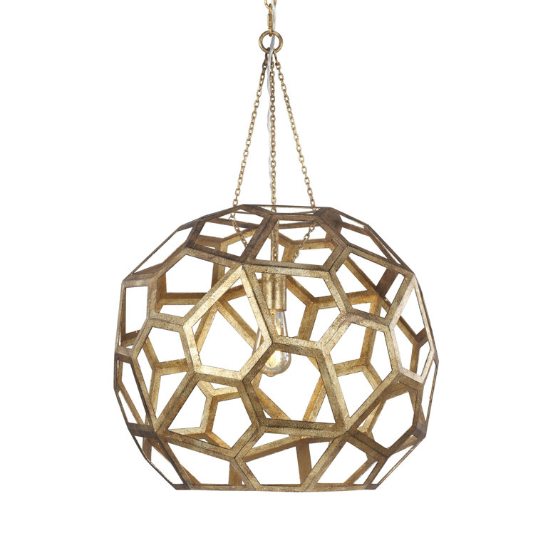 Antique Gild Large Globe Pendant Light with Chain