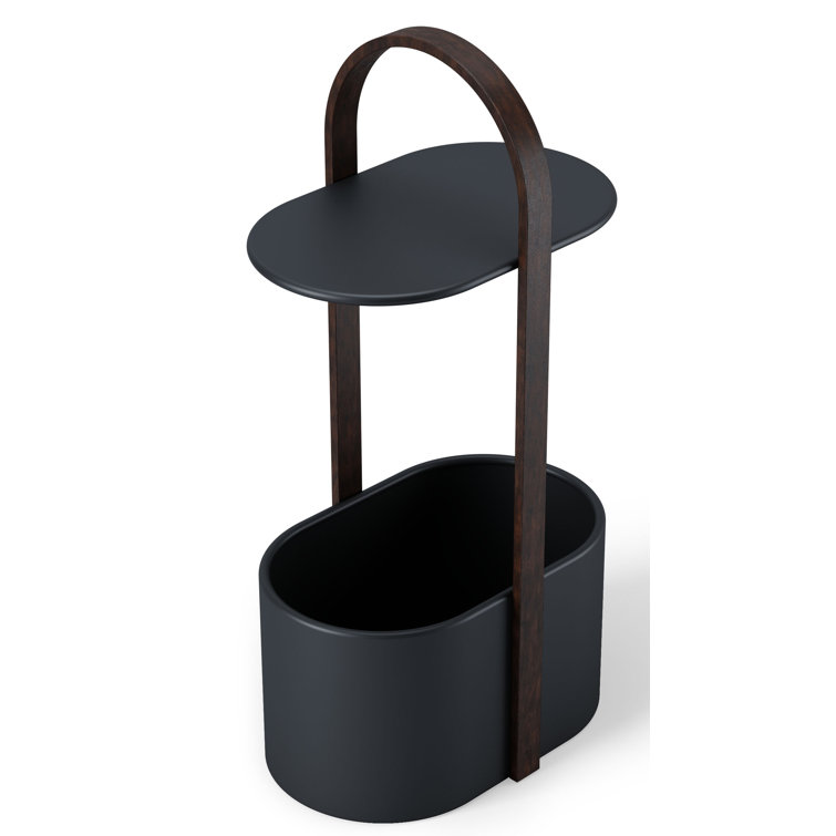 Bellwood Modern Round Wood & Metal Storage Side Table