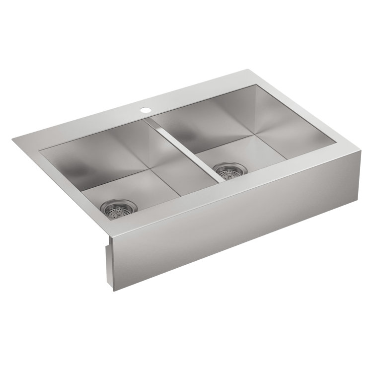 Vault 35.75" Stainless Steel Double Bowl Farmhouse Sink