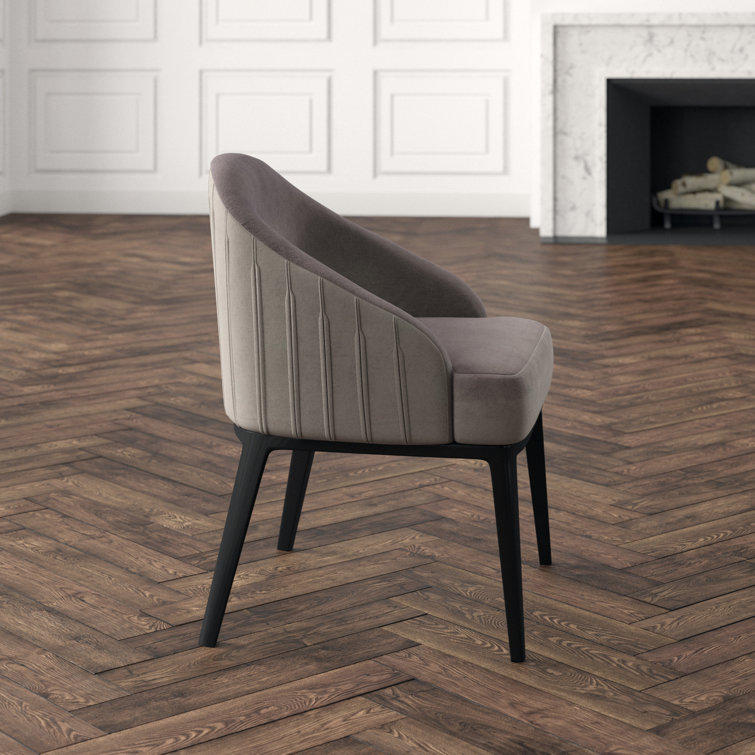 Alvy 22.5'' Black Velvet Upholstered Solid Wood Armchair