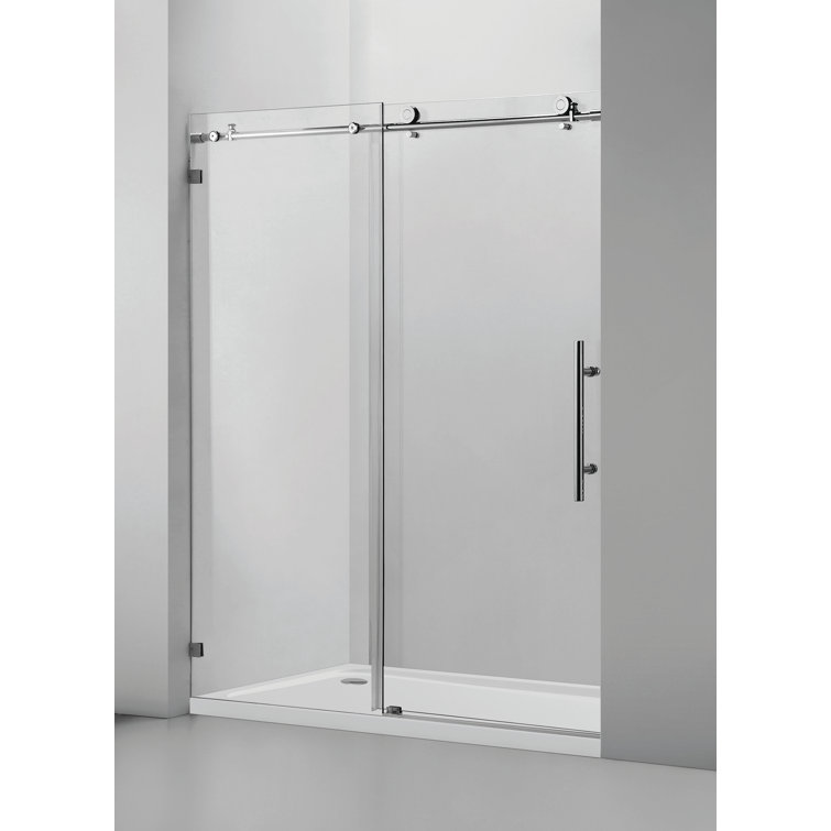 60" x 76" Frameless Clear Glass Sliding Shower Door with Chrome Hardware