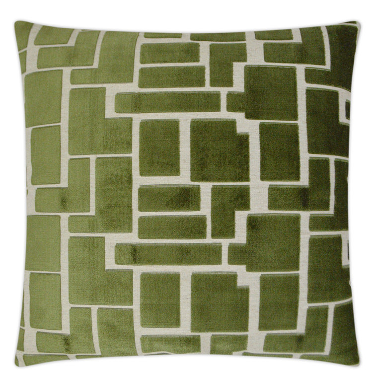 Olive and White Linen Square Decorative Throw Pillow 24" x 24"
