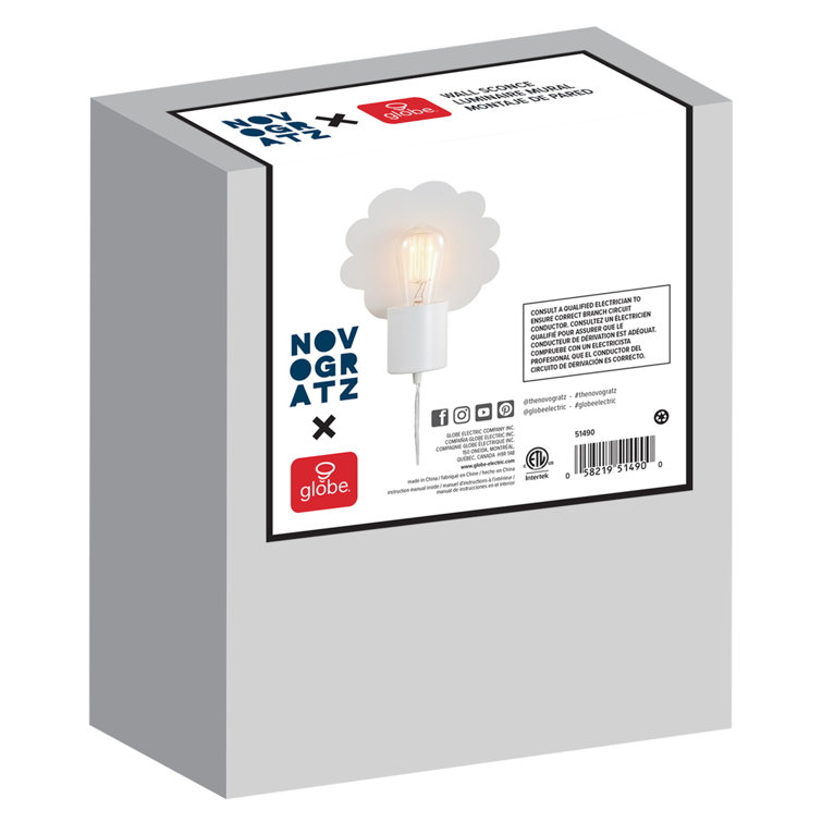 White Cloud Backplate Plug-In Electric Wall Sconce