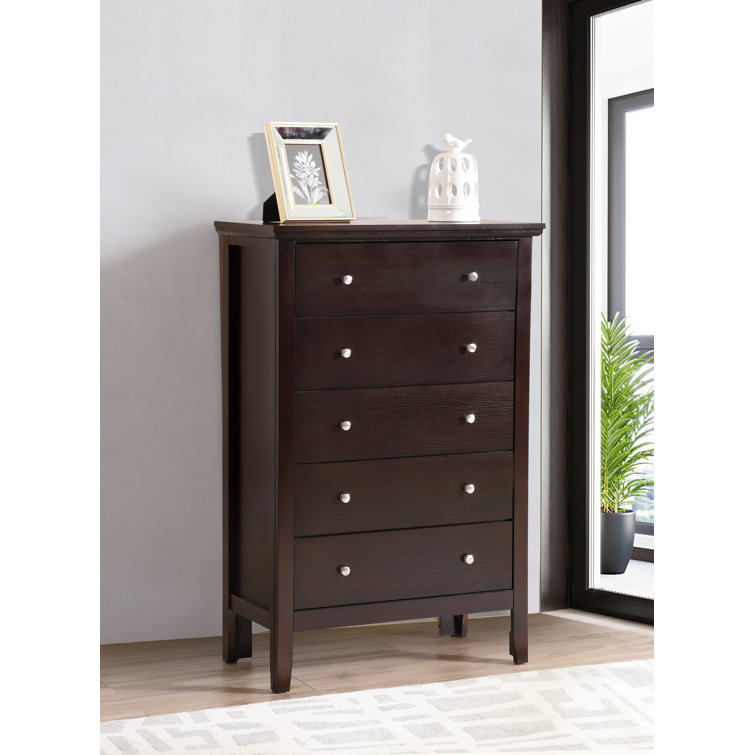 Espresso 5-Drawer Dresser with Dovetail Construction