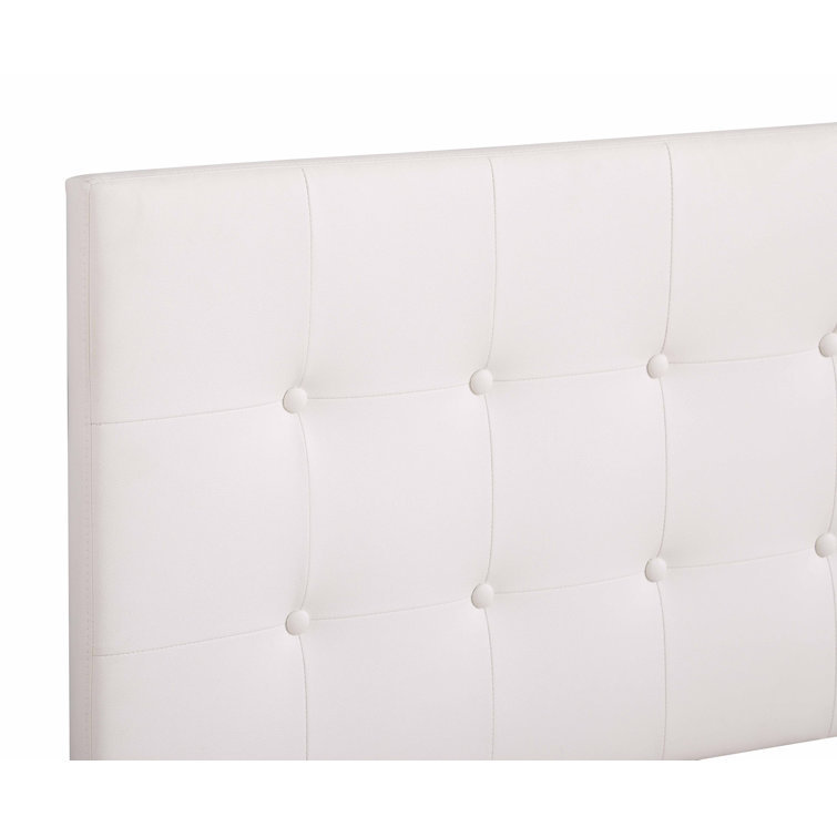 Eaton Luxe White Faux Leather Tufted Full Bed with Wood Frame