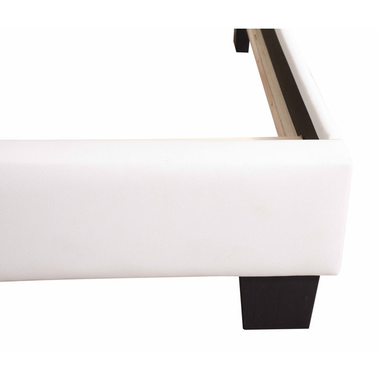 Eaton Luxe White Faux Leather Tufted Full Bed with Wood Frame