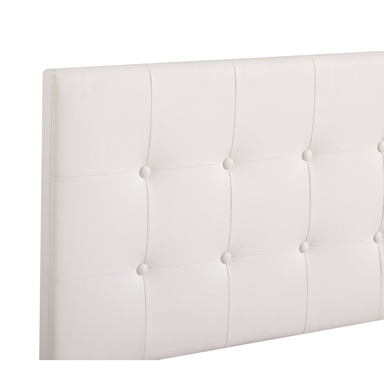 Eaton Luxe White Faux Leather Tufted Full Bed with Wood Frame