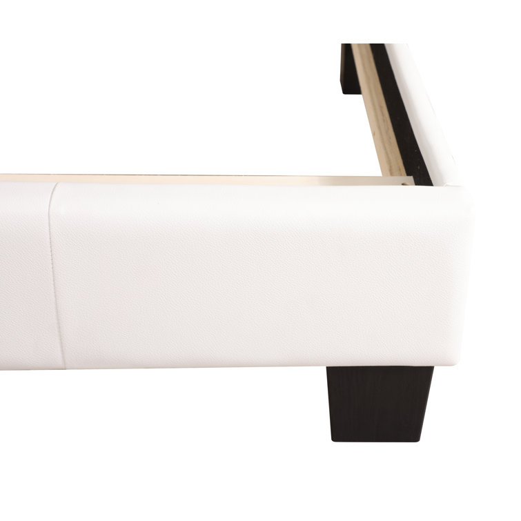 Eaton Luxe White Faux Leather Tufted Full Bed with Wood Frame