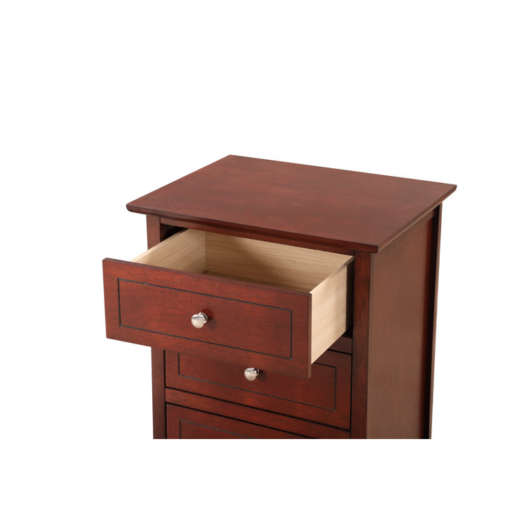 Cherry Wood 3-Drawer Nightstand with Nickel Hardware