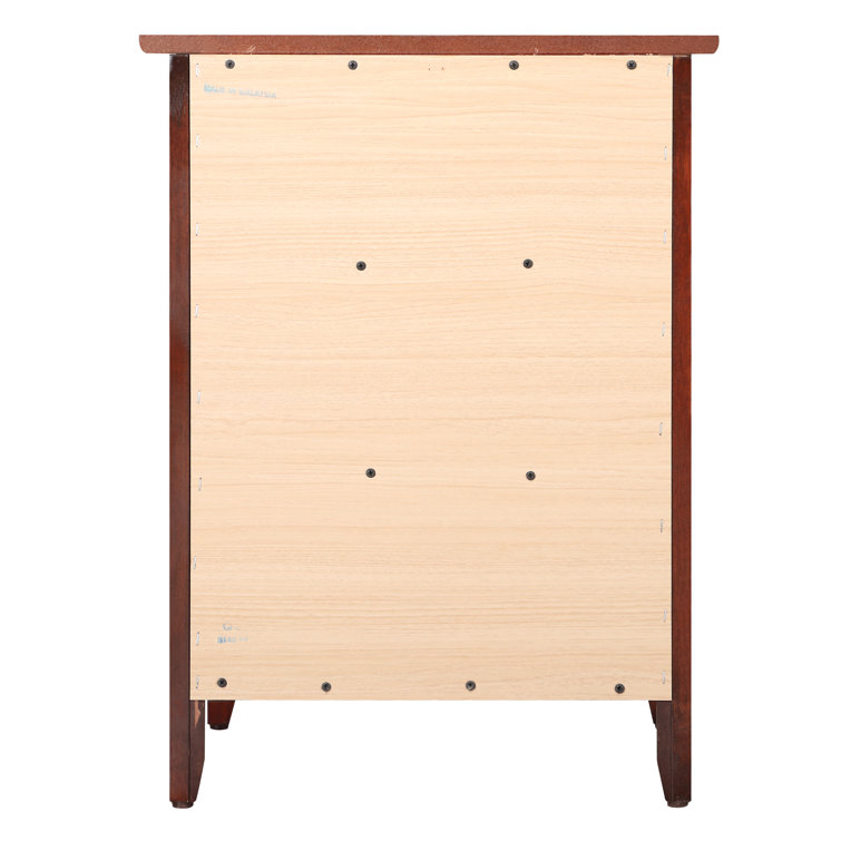Cherry Wood 3-Drawer Nightstand with Nickel Hardware