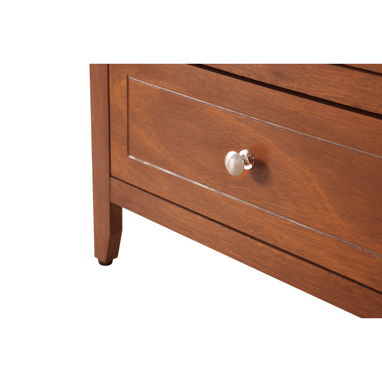 Oak 3-Drawer Wooden Nightstand with Nickel Hardware