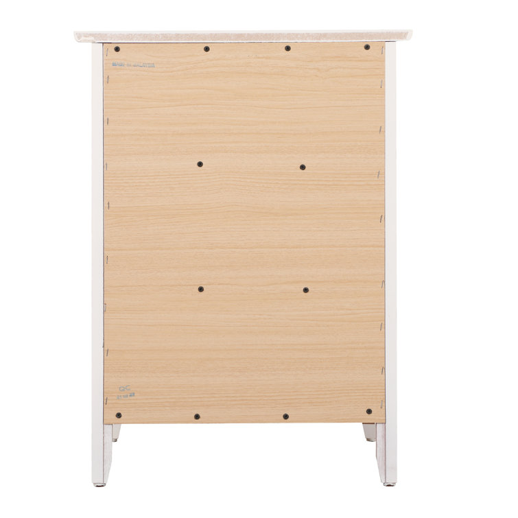 White Wood 3-Drawer Nightstand with Nickel Hardware