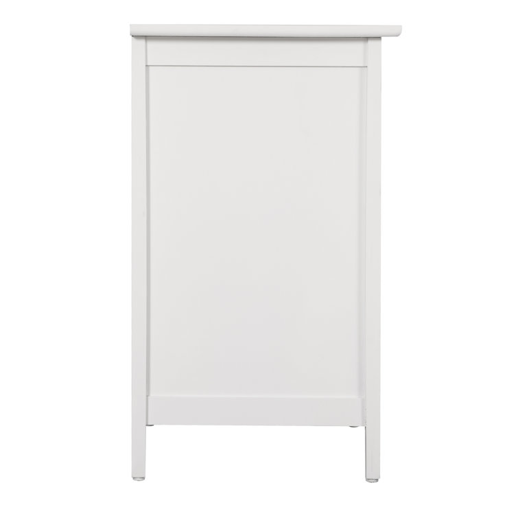 White Wood 3-Drawer Nightstand with Nickel Hardware