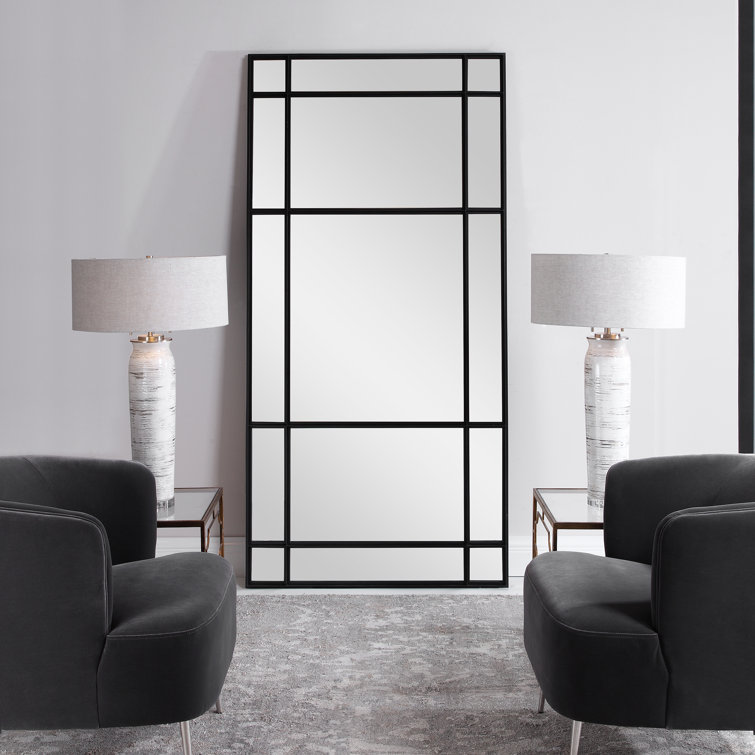 Oversized Black Iron Full Length Rectangular Mirror
