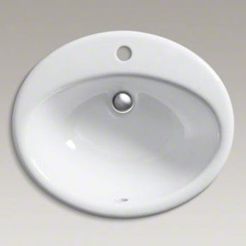Farmington White Cast Iron Oval Drop-In Bathroom Sink