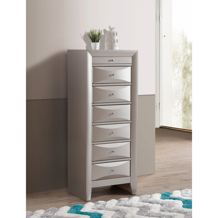 Silver Champagne 7-Drawer Lingerie Chest with Felt Lined Drawer