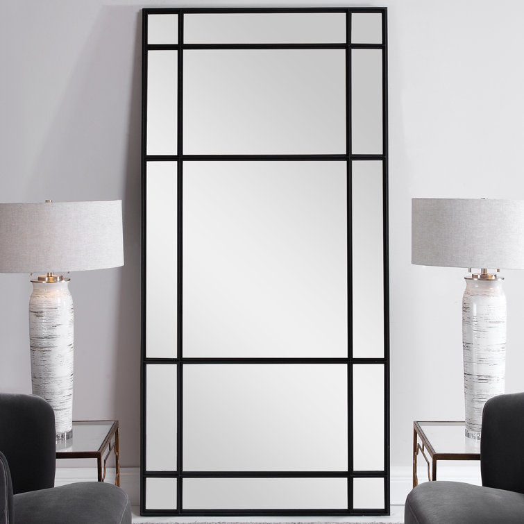 Oversized Black Iron Full Length Rectangular Mirror