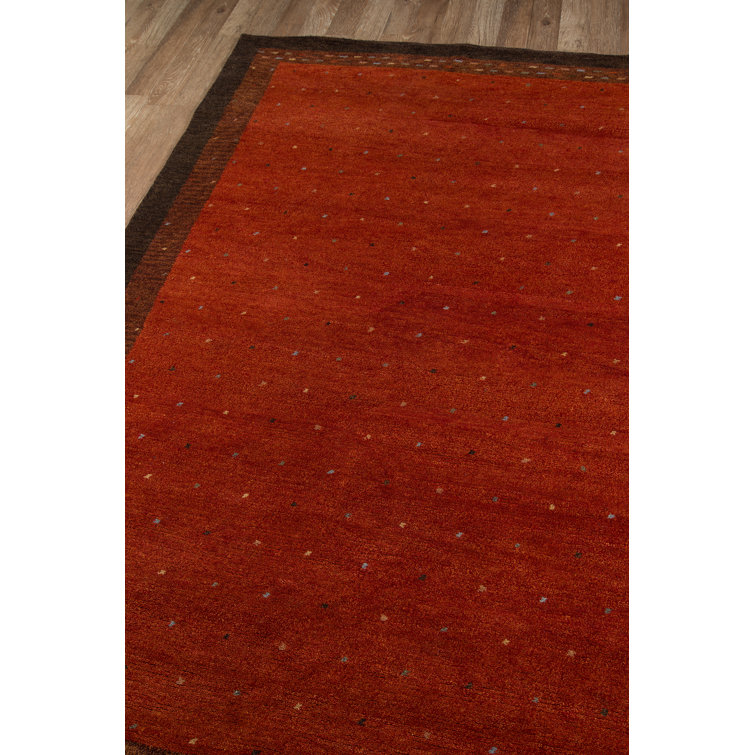 Handmade Paprika Wool Traditional Rectangular Rug 8' x 11'