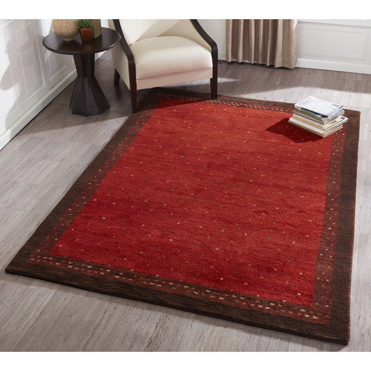 Handmade Paprika Wool Traditional Rectangular Rug 8' x 11'