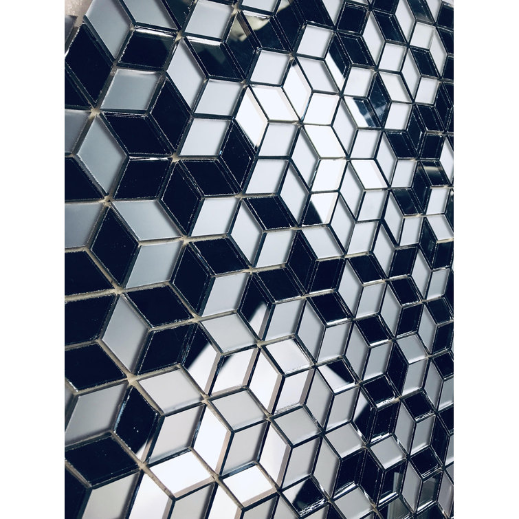 Graphite Blue Geometric Glass Mosaic Wall Tile
