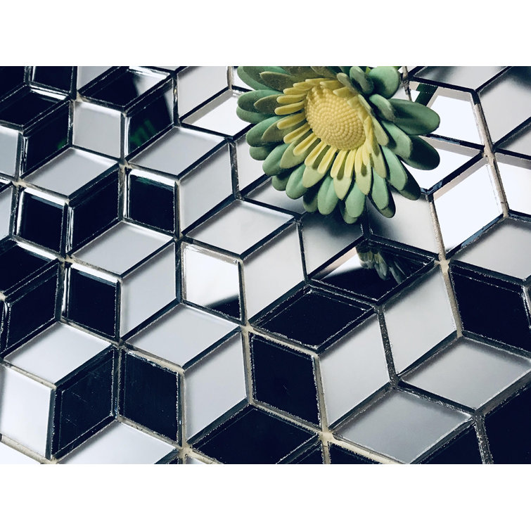 Graphite Blue Geometric Glass Mosaic Wall Tile