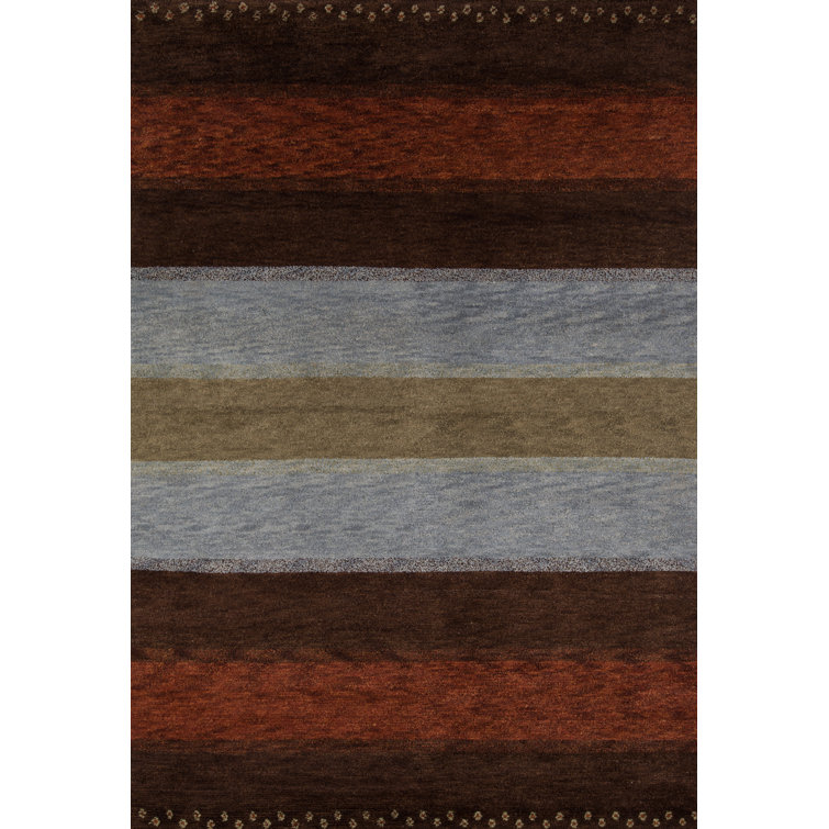 Desert Gabbeh Hand-Knotted Wool Striped Area Rug