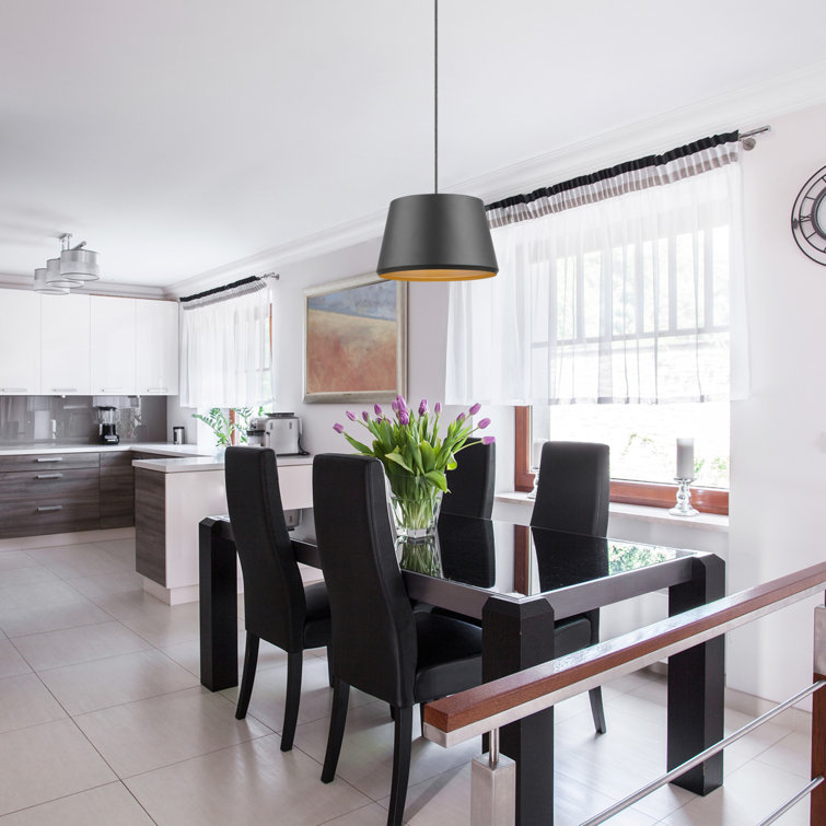 Chic Metallic Dark Gray Glass Drum Pendant Light