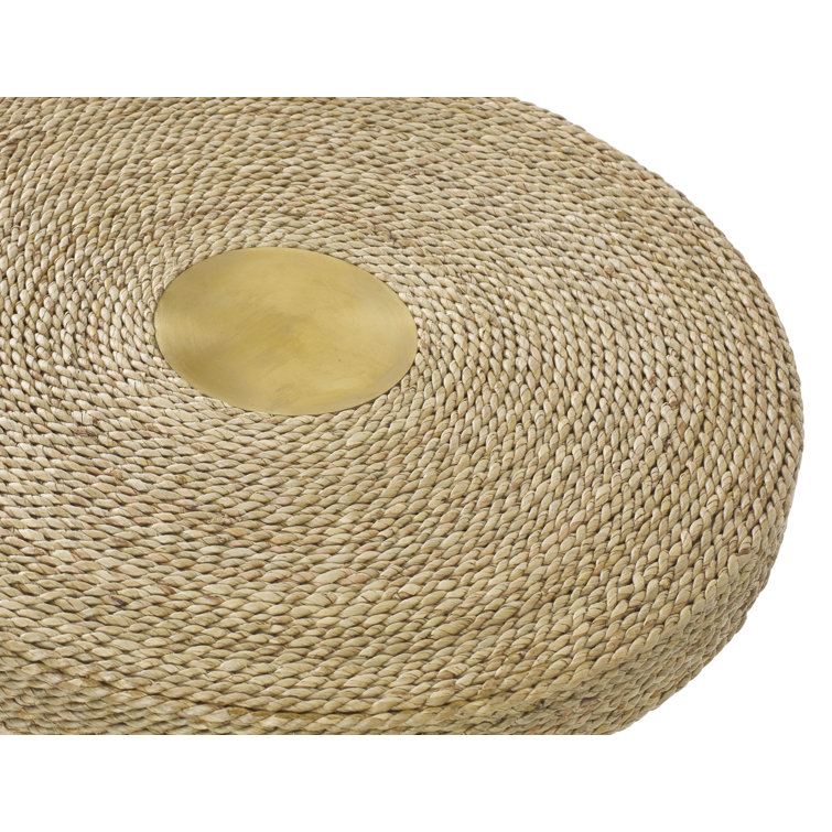 Marley 22" Round Wicker Seagrass and Brushed Brass End Table