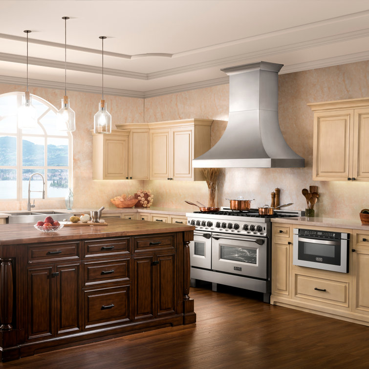 36" Stainless Steel Wall Mounted Range Hood with Copper Accents