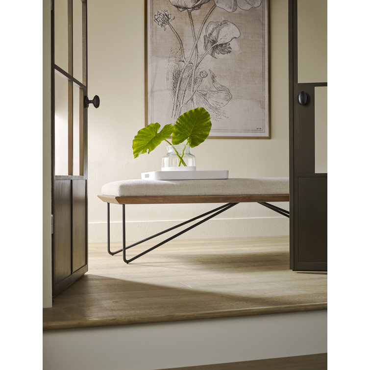 Maxwell Praline Beach Black Solid Teak Iron Hairpin Bench