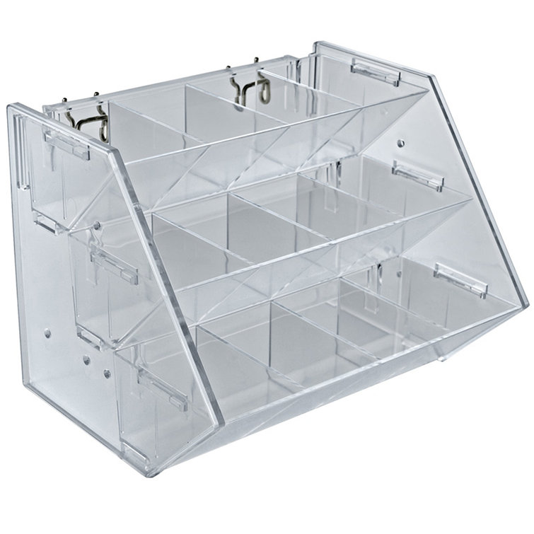 Clear Acrylic 12-Compartment Three-Tier Display Rack