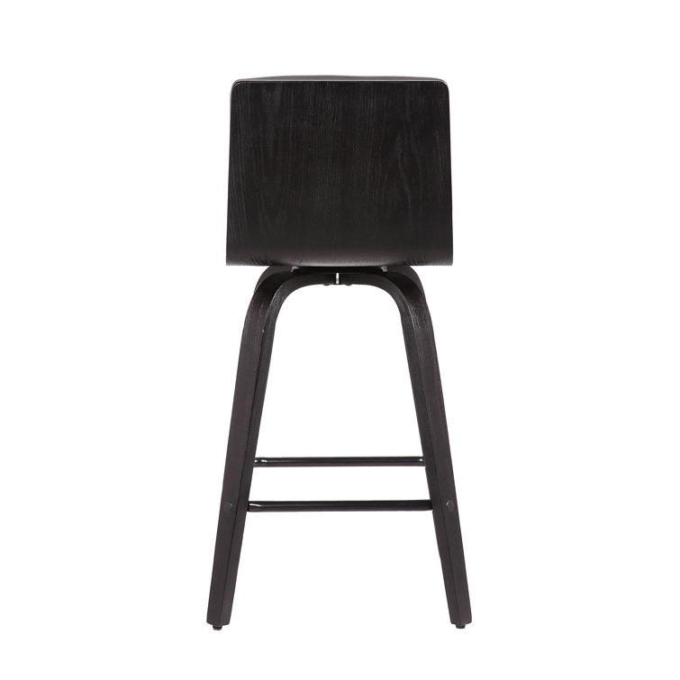 Hiram Black and Gray Solid Wood Swivel Bar Stool