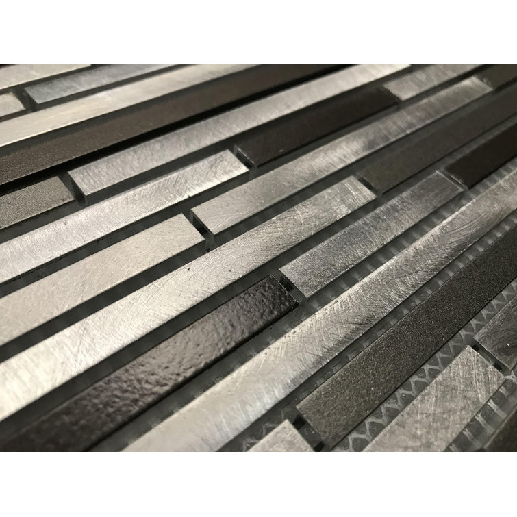 Gray Brushed Aluminum 12x16 Metal Mosaic Tile