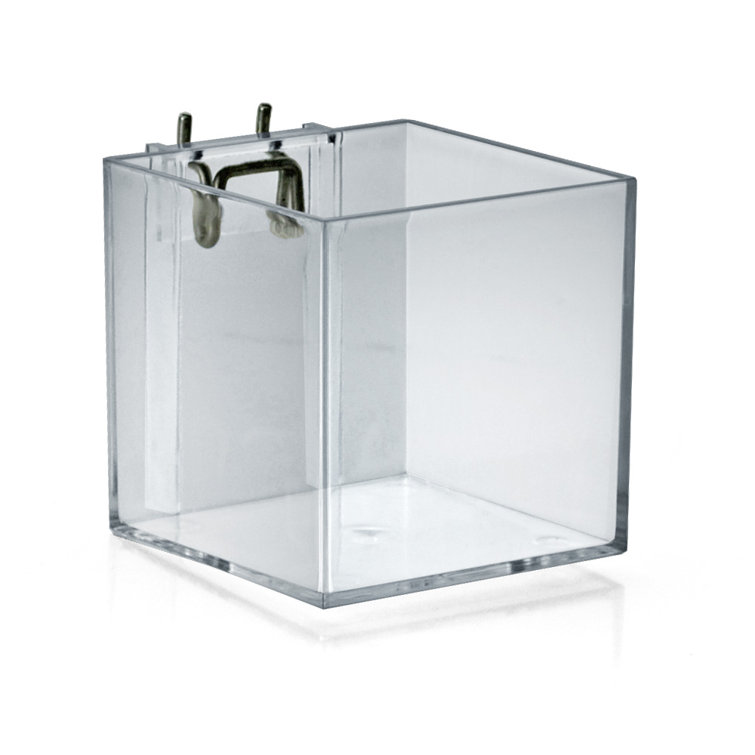 Polished Clear Acrylic Cube Bin for Pegboard or Slatwall, 4-Pack