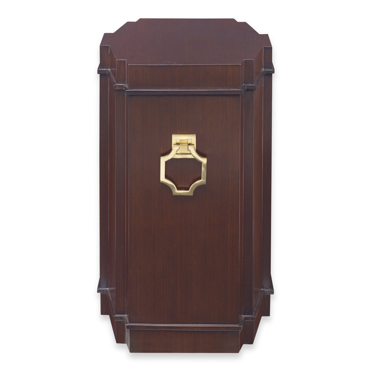 Lambeth Walnut Mahogany Veneer Rectangular End Table with Brass Handles