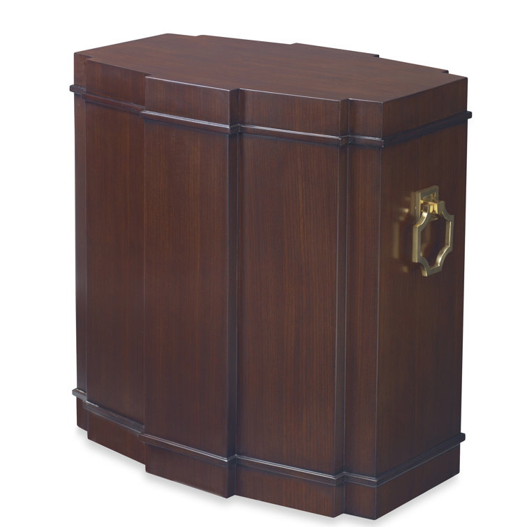 Lambeth Walnut Mahogany Veneer Rectangular End Table with Brass Handles