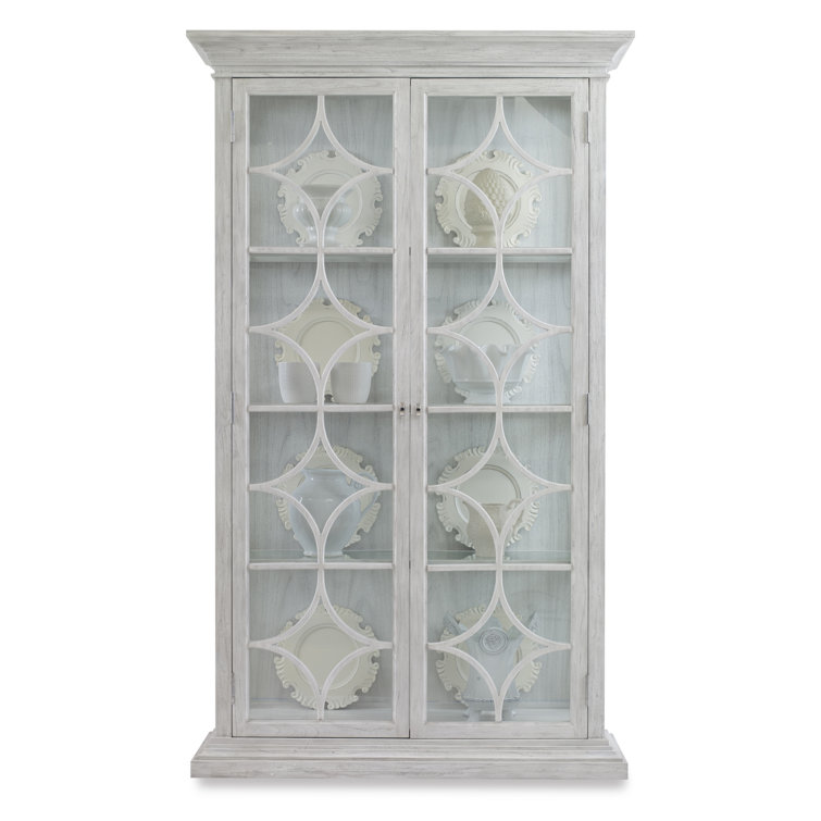 Light Gray Glass Door Lighted China Cabinet