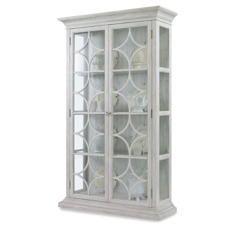 Light Gray Glass Door Lighted China Cabinet
