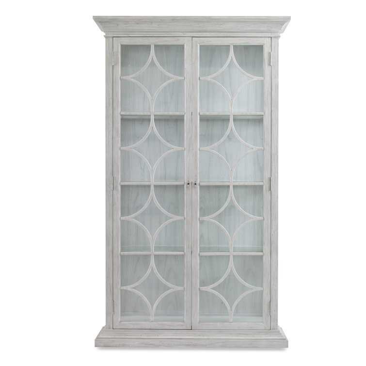 Light Gray Glass Door Lighted China Cabinet