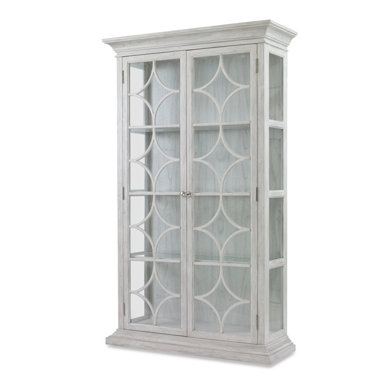 Light Gray Glass Door Lighted China Cabinet